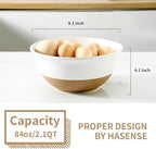 HASENSE Large Ceramic Serving Bowls Set of 2, 84 Oz 9 Inch White & Terracotta - Image 3