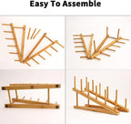4 PCS Wooden Dish Drying Rack Bamboo Plate Dish Rack Stand Kitchen Cabinet - Image 3