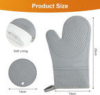 AUAUY Oven Mitts with 2 Potholders, Silicone Oven Gloves Heat Resistant 464°F - Image 2