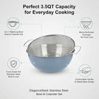 304 Stainless Steel Kitchen Colander Set, 3.5QT Colander - Image 2
