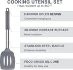 E-far Silicone Cooking Utensils Set, Slotted Turner, Soup Ladle, Pasta Server - Image 5