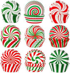 SANNIX 450pcs Christmas Cupcake Liners, Xmas Candy Pattern Baking Cups Cupcake Wrappers Paper Wraps Muffin Liners for Christmas Holiday Birthday PartyCandy Cake Decorations Supplies, 9 Designs by SANNIX