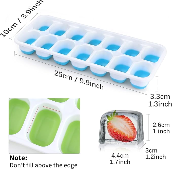 Silicone Ice Cube Tray, 4 Pack Easy-Release & Flexible 14-Ice Cube Trays - Image 6
