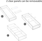 HIIMIEI 3 Section Clear Acrylic Drawer Organizer Tray, Office & Makeup Drawer - Image 7