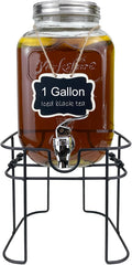 1 Gallon Glass Drink Dispenser for Parties, HENABLE Beverage Dispensers by HENABLE