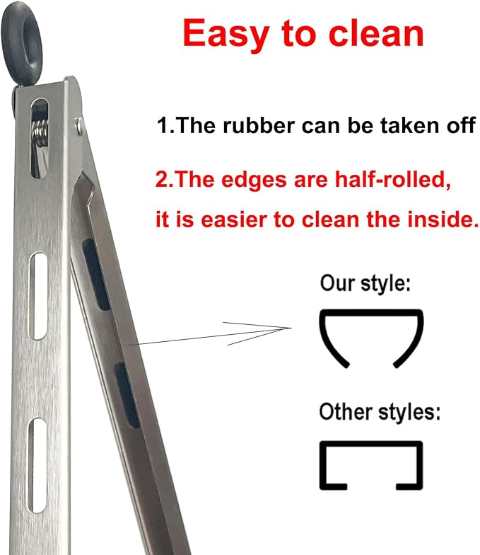 9-inch Stainless Steel Kitchen Tongs - Image 3