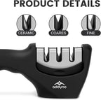 Knife Sharpener with Angle Guide, Adjustable Edge, 3-Stage Coarse–Sharpen–Fine - Image 3