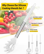 Silicone Pasta Fork and Ladle Spoon Set, Large Non Stick Kitchen Utensils - Image 2