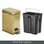 mDesign Slim Metal Rectangle 0.8 Gallon Trash Can - Image 6