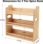 3 Tier Bamboo Spice Rack, Spice Rack Organizer, Seasoning Jars Rack Shelf Spice - Image 2