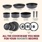 T-fal Ingenio Expertise Non Stick Cookware Set 14 Piece, Oven Broiler Safe 500F - Image 2