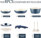 8Pcs Pots and Pans Set Nonstick Ceramic Cookware Set Removable Handle Induction - Image 2