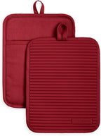 KitchenAid Ribbed Soft Silicone Pot Holder 2-Pack Set, Smoked Paprika Red by KitchenAid