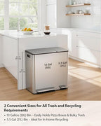 Lovewind Double Trash Can Kitchen, 13+5.5 Gallon Stainless Steel Dual Trash and - Image 2