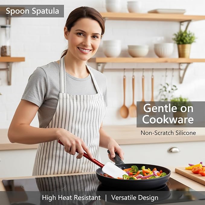 Commercial Spoonula Rubber Spatula Set 2, High Heat Spatula Spoon 16 Inches - Image 2