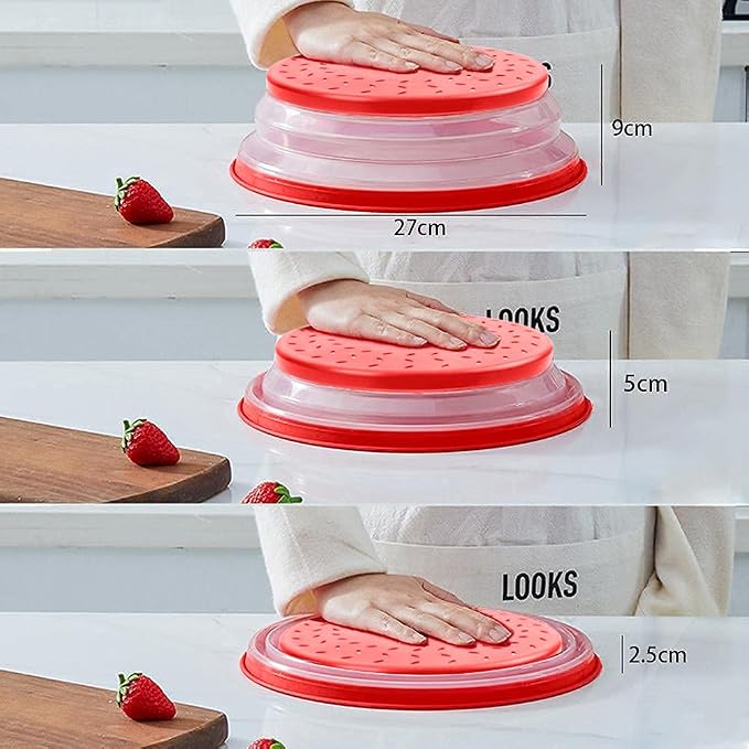 Collapsible Microwave Cover for Food Microwave Splatter Cover Fruit Drainer - Image 5