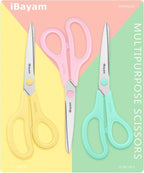 Scissors, iBayam 8" All Purpose Scissors Bulk 3-Pack, Ultra Sharp 2.5mm Thick - Image 8