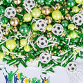 Edible Soccer Sprinkles for Cake Decorating,Food Grade 130g,Baking Sprinkle Mix for Sports & Football Theme Party,Green Gold White Pearls and Jimmies with Soccer Wafer Paper Toppers,for Cupcakes,Ice Cream,Cookies,Donut,Cake Decorations,Match Viewing Ev... by Sugarzy