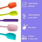 Silicone Spatula Set, 5 Piece Food Grade Rubber Spatulas - Image 3