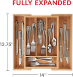 HIC Kitchen Expandable 6-Slot Silverware Cutlery Utensil Storage Tray, Natural - Image 6