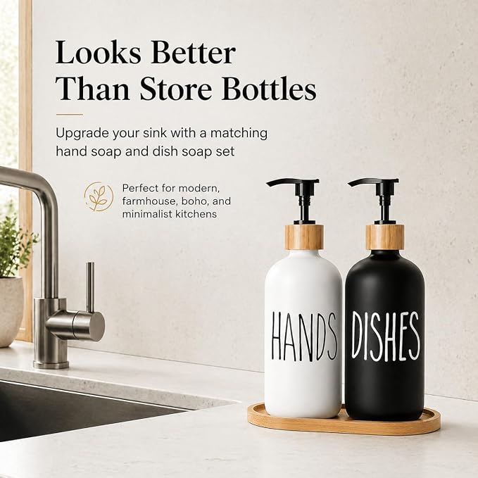 Dish Soap Dispenser for Kitchen Sink.Glass Hand Soap Dispenser, Modern - Image 4