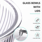 Luvan Glass Mixing Bowls with Lids Set, Large Salad Bowls Sets with lids - Image 4