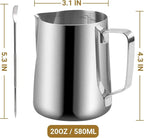 Milk Frothing Pitcher, 600ml Milk Frother Cup Stainless Steel Jug Steaming - Image 3