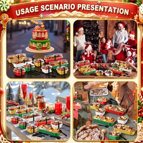 LemonRoad Mini Loaf Pan with Lids and Spoons, Christmas Colors, 120 Sets - Image 6