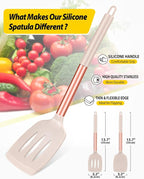 Pack of 2 Silicone Solid Turner, Non Stick Slotted Kitchen Spatulas, High Heat - Image 2