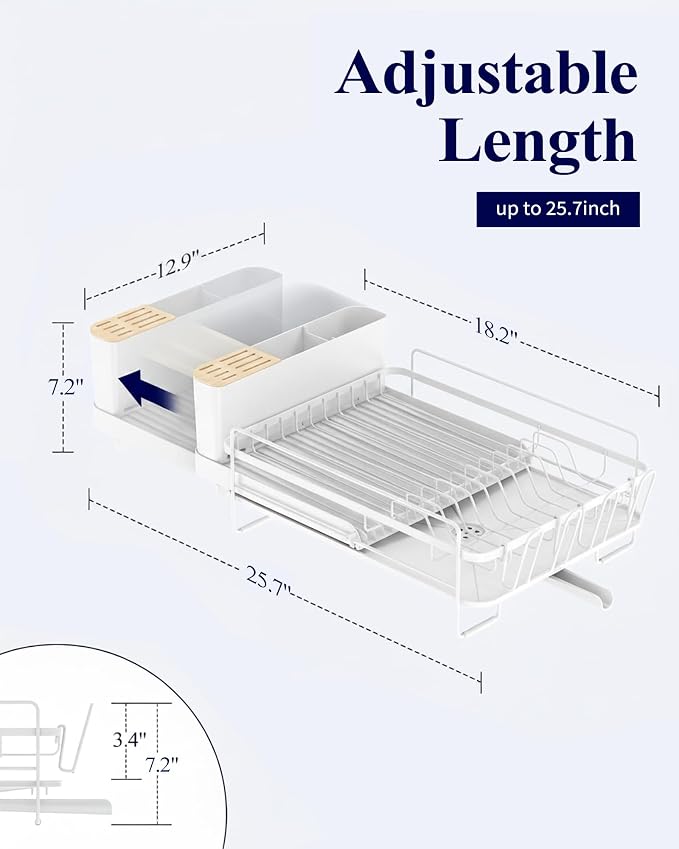 Kitsure Extendable Dish Drying Rack, Large Drying Dish Rack - Image 2