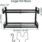19"- 30" Expandable Hanging Pot Rack, 2 Tier Heavy Duty Wall Mounted Pots and - Image 8