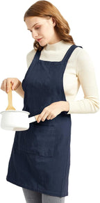 ELEZAY Aprons for Women with Pockets Plus Size Comfort Cross Back No Tie Cotton - Image 3