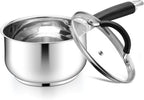 E-far 2 Quart Saucepan with Lid, Tri-Ply Base Stainless Steel Small Sauce Pan by E-far
