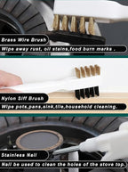 Kitchen Stove Cleaning Brush + Scraper Tool Set, Brass Wire Brushes - Image 7