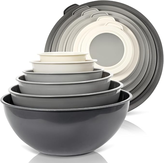 WHYSKO Mixing Bowl Set, 12 Piece Colorful Plastic Mixing Bowls - Image 7