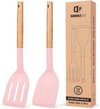 Pack of 2 Silicone Cooking Spatula, Heat Resistant Solid Turner, Non Stick by BUNDLEPRO