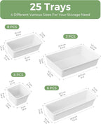 BiuLeon 25 PCS Plastic Drawer Organizers Set, 4-Sizes Vanity and Makeup - Image 2