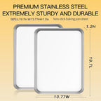 Commercial Quality Baking Sheet Pan Set, Natural Stainless Steel Cookie Sheet - Image 2