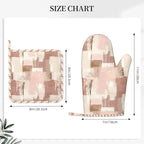Oven Mitts and Pot Holders Set, Modern Art Dusty Pink Abstract Silicone Kitchen - Image 3