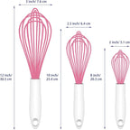 OYV Pink Silicone Whisk, Sealed Waterproof Design Set of 3, Professional - Image 6