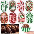 800pcs Christmas Mini Cupcake Liners Candy Pattern Baking Cups by AUGSUN