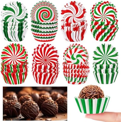 800pcs Christmas Mini Cupcake Liners Candy Pattern Baking Cups by AUGSUN