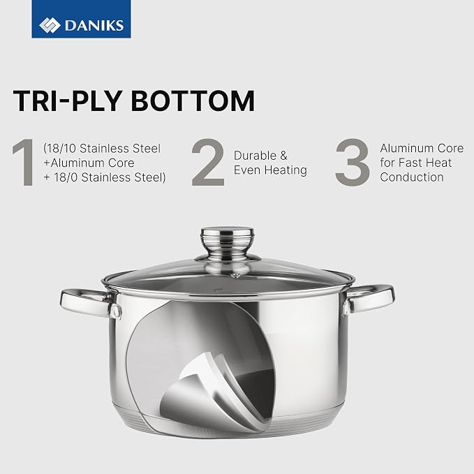 Daniks Standard 9-Piece Stainless Steel Cookware Set - Image 6