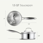 CAROTE 1.5Qt Stainless Steel Saucepan, Non-Toxic 3-Ply Stainless Steel Cookware - Image 2