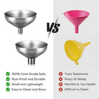 Stainless Steel Metal Funnel Set of 2, Kitchen Filling Funnel and, Practical - Image 7