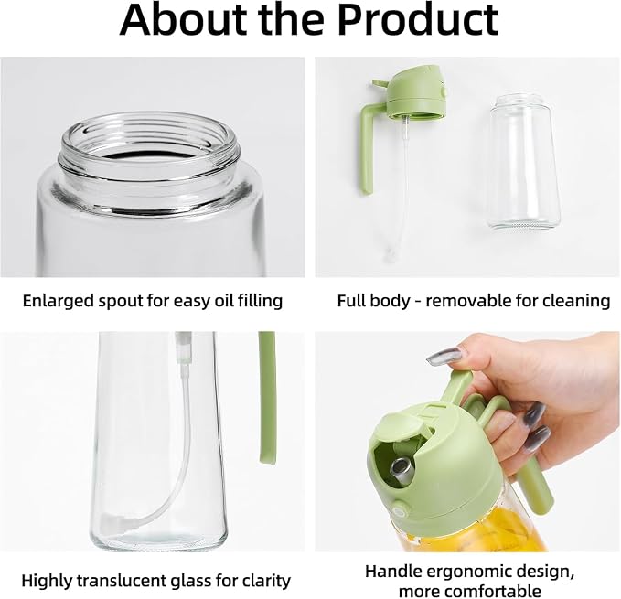 Aovdy 16oz/470ml Glass Olive Oil Sprayer - Image 3
