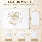 Stone Dish Drying Mat for Kitchen Counter, Glittery Resin Rose Pattern Quick - Image 3