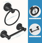 RUMOSE Toilet Paper Holder and Hand Towel Ring Matte Black Wall Mount Bathroom - Image 5