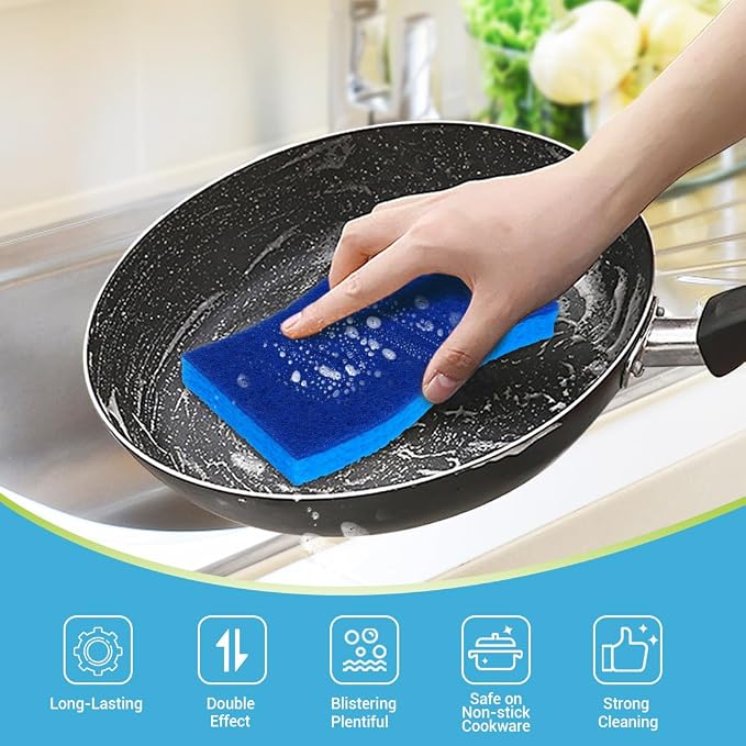 AIDEA XL Scrub Sponges Non-Scratch 6Count, Extra Large Sponges Kitchen - Image 4
