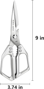 Kitchen Scissors, All Purpose，Ultra Sharp Meat Scissors，Heavy Duty Silver - Image 2